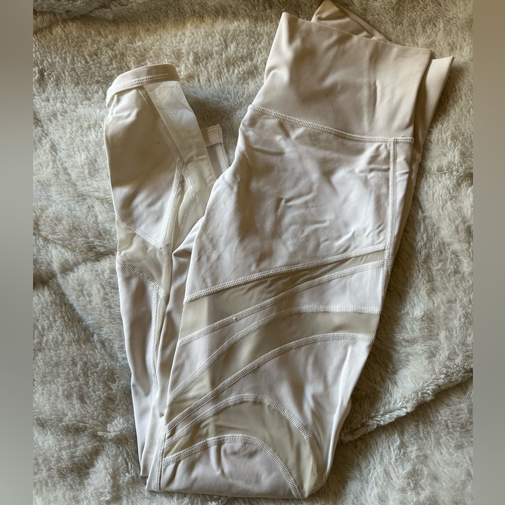 Lululemon White Mesh Leg Leggings